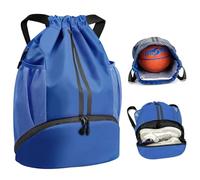 Fjquamitix Drawstring Bags,Waterproof PE Bag,Sports Swimming Backpack Large Unisex Gym Bag with Shoe Compartment Wet And Dry Separation For Travel, School, Beach,Sports (blue)
