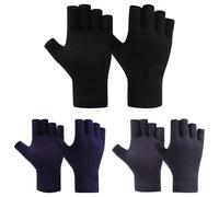 Fjquamitix Fingerless Gloves For Women Men Thickened Knit Touchscreen Stretchy Mittens Multipacks for Working (C3, One Size)