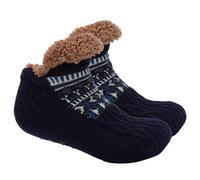 Fjquamitix Fluffy Slipper Socks for Men Women Winter Thermal Knitted Cozy Fleece Non Slip Socks Bed for Christmas Indoor Home (Navy, Adult, Men, X-Large, Alpha, UK Footwear Size System, Wide)