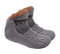 Fjquamitix Fluffy Slipper Socks for Men Women Winter Thermal Knitted Cozy Fleece Non Slip Socks Bed for Christmas Indoor Home (Grey, Adult, Men, X-Large, Alpha, UK Footwear Size System, Wide)