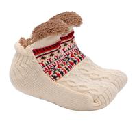 Fjquamitix Fluffy Slipper Socks for Men Women Winter Thermal Knitted Cozy Fleece Non Slip Socks Bed for Christmas Indoor Home (Off White, Adult, Men, Large, Alpha, UK Footwear Size System, Wide)