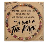 Fjquamitix Friendship Bracelet Natural Stone Beaded Adjustable Healing Bracelet for Women Men Friendship Gift with Inspirational Card Yoga Meditation Anxiety Relief Birthday Present