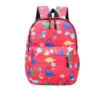 Fjquamitix Kids Backpack, School Backpack, Waterproof Nylon Rucksac Dinosaur Boys Girls Primary School Bag for Campus Outdoor Travel Sports (Red)