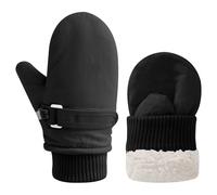 Fjquamitix Kids Warm Gloves Winter Waterproof Snow Mittens Warm Fleece Lined Gloves for Girls Boys Adjustable Wristband Thermal Mittens for Skiing Outdoor Causal Use (Black, S(6M-2Y))