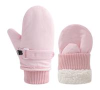 Fjquamitix Kids Warm Gloves Winter Waterproof Snow Mittens Warm Fleece Lined Gloves for Girls Boys Adjustable Wristband Thermal Mittens for Skiing Outdoor Causal Use (Pink, L(4-8Y))