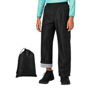 Fjquamitix Kids Waterproof Rain Trousers Boys Girls Mud Dirty Proof Pants with Inner Mesh for Kids Children Rainwear Windproof for Age 6-14 Years (UK, Age, 12 Years, 13 Years, Regular, Black)