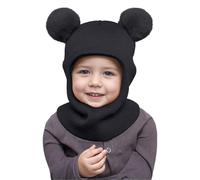 Fjquamitix Kids Winter Hat Baby Warm Balaclava Cute Bear Thermal Windproof Multifunctional Hat for 1-6 Years Old Boys & Girls, Soft Lining for Outdoor Activities (UK, Alpha, One Size, Black)