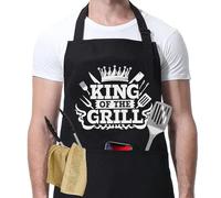 Fjquamitix King of The Grill Apron, Adjustable Bbq Apron for Men, Christmas Funny Gift for Him, Dad, Son and Husband