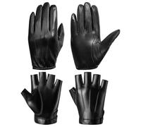 Fjquamitix Leather Gloves 2-Pack Touch Screen Winter Driving Gloves with Warm Inner Layer Black PU Leather Mittens for Cold Weather Outdoor Driving Cycling Halloween Costumes