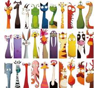 Fjquamitix Pack of 30 Animal Bookmarks for Children - Funny Animal Motifs for Reading - Reusable & Versatile - Ideal Gift for Students, Boys & Girls (Funny Animals)