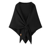 Fjquamitix Pashmina Shawl Wraps Women Knitted Shawls and Wraps Cardigan Cape Wool Blend Cashmere Shoulder Top Sweater Shawl Scarf for Spring, Autumn, and Winter (Black)