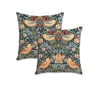 Fjquamitix Pillow Covers 18x18 Set of 2, Bird Floral Cushion Cases Farmhouse Velvet Decorative Pillow Covers for Sofa Couch