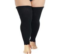 Fjquamitix Plus Size Leg Warmers For Women Warm Thick Thigh High Long Large Sock Soft Stretches Autumn Winter Long Knit Leg Warmer (Black)