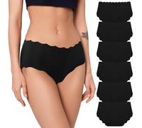 Fjquamitix Seamless Knickers For Women, Breathable Mid Rise Tummy Control Knickers, Full Coverage, Women's Sloggi Knicker For Daily Wear(6 Pack) (UK, Alpha, L, Regular, Regular, Black*6)