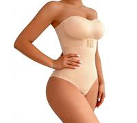 Fjquamitix Shapewear Bodysuit Strapless Waist Trainer Women Body Shaper Seamless Push Up Shapewear Tummy Control For Women Removable Pads & Straps (Skin, L)
