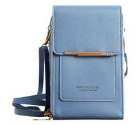 Fjquamitix Small Crossbody Cell Phone Bag for Women, Lightweight Mini Handbag Purse with Adjustable Strap, Card Slots, Touch Screen (Blue)