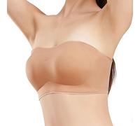 Fjquamitix Strapless Bras for Women Support Full Coverage Non Slip Seamless Bra with Removable Cups Comfort Invisible Women's Bras for Daily Wear (UK, Alpha, M, Regular, Regular, Skin)