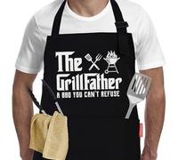 Fjquamitix The Grill Father Apron, Adjustable Bbq Apron for Men with 3 Pockets, Christmas Funny Gift for Him, Dad, Son and Husband (The Grill Father)