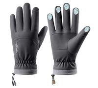 Fjquamitix Thermal Gloves for Men Women, Ski Gloves Winter Warm Thickened Wool Lining, Touchscreen Windproof with Anti-Slip Grip for Snow Cycling Driving (Grey, XL)