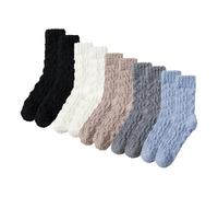Fjquamitix Thermal Socks for Women - 5 Pairs Ultra Warm & Fluffy Winter Socks with Thick Plush Fleece Lining, Cosy Bed Socks for Extreme Cold, Great Gift Set for Her (Color Group 1)