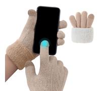 Fjquamitix Thermal Winter Gloves for Women - Touch Screen & Plush Lining, Warm Elastic Gloves for Cold Weather Running, Hiking & Cycling (Beige)