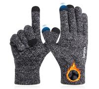 Fjquamitix Touch Screen Winter Thermal Gloves for Men Women with Non-Slip Grip Soft Warm Gloves Touchscreen with Fleece Lining for Cycling Running Skiing Bike Hiking (Black+White, XL)
