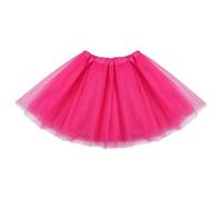 Fjquamitix Tutu Skirts for Women,4 Layered Elastic Pink Red Black Adult Tutu for Dance Ballet Fancy Dress Outfit Halloween Party Costume (Deep Pink)