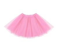 Fjquamitix Tutu Skirts for Women,4 Layered Elastic Pink Red Black Adult Tutu for Dance Ballet Fancy Dress Outfit Halloween Party Costume (Pink)
