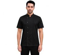 Fjquamitix Unisex Chef Jacket Short Sleeve Cotton Kitchen Uniform Shirt