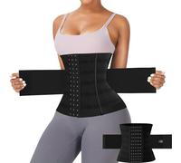 Fjquamitix Waist Trainer for Women Men, Adjustable Sweat Belt Band Back Lumbar Support, Postpartum Belly Wrap Workout Sports Girdle Corset Body shaper (Black, XS)