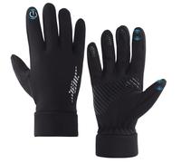 Fjquamitix Warm Winter Gloves for Men and Woman,Touch Screen Waterproof Anti-Slip Gloves,Milk Silk Fabric Thermal Glove for Running Hiking Cycling Driving (Black, L)