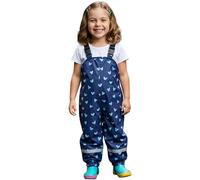 Fjquamitix Waterproof Trousers Kids Unisex Rain Trousers with Adjustable Shoulder Straps Bib Overalls Puddle Suit Rain Dungarees for Outdoor Play (UK, Age, 2 Years, 3 Years, Regular, Navy Blue-Heart)