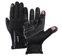 Fjquamitix Waterproof Winter Thermal Gloves with Finger Cap,Fleece Lined Black Touchscreen Fingerless Fishing Gloves for Men Women with Zipper,Suitable for Driving Motorbike Hiking (Black, L)