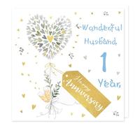 Fjquamitix Wedding Anniversary Card Husband with Love Hearts,1st 10th 20th 30th 40th 50th Anniversary Card for Husbands,10 years Wedding Anniversary with Red Envelopes,5.9×5.9IN (1st Husband)