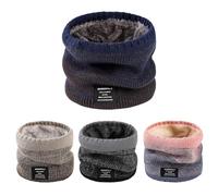 Fjquamitix Winter Fleece Neck Warmer for Men & Women - Thermal Knitted Snood Scarf, Windproof Thick Lined Neck Gaiter for Cycling, Skiing, Motorcycle & Outdoor Sports (Navy)