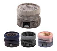 Fjquamitix Winter Fleece Neck Warmer for Men & Women - Thermal Knitted Snood Scarf, Windproof Thick Lined Neck Gaiter for Cycling, Skiing, Motorcycle & Outdoor Sports (Khaki)