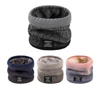 Fjquamitix Winter Fleece Neck Warmer for Men & Women - Thermal Knitted Snood Scarf, Windproof Thick Lined Neck Gaiter for Cycling, Skiing, Motorcycle & Outdoor Sports (Gray)