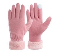 Fjquamitix Winter Thermal Gloves Womens Touch Screen Windproof Warm Gloves With Fleece Lining For Ladies Cold Weather Daily Driving Outdoor Activities Winter Gift For Women Wife Daughter (Pink)