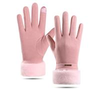 Fjquamitix Women Winter Gloves Windproof Thermal Touchscreen with Index Finger Flip Cover Plush Cuffs Fleece Lined for Outdoor Use (Pink, One Size)