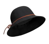 Fjquamitix Women's Crochet Bucket Hat, Faux Straw Weaving Sun Hat Packable Mesh Woven Soft Lightweight Summer Cap for Travel (UK, Alpha, One Size, Black)