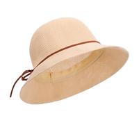 Fjquamitix Women's Crochet Bucket Hat, Faux Straw Weaving Sun Hat Packable Mesh Woven Soft Lightweight Summer Cap for Travel (UK, Alpha, One Size, Cream-Coloured)