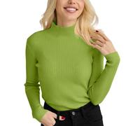 Fjquamitix Women's Jumpers | Turtle Neck Knitted | Soft Long Sleeve Roll Neck Top | Ladies Jumpers Women's Polos, Warm, Stretch, Lightweight Sweater (M, Green)