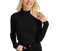 Fjquamitix Women's Jumpers | Turtle Neck Knitted | Soft Long Sleeve Roll Neck Top | Ladies Jumpers Women's Polos, Warm, Stretch, Lightweight Sweater (XXL, Black)