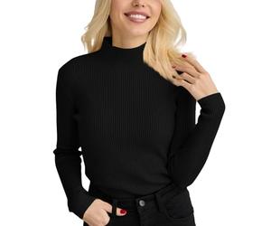 Fjquamitix Women's Jumpers | Turtle Neck Knitted | Soft Long Sleeve Roll Neck Top | Ladies Jumpers Women's Polos, Warm, Stretch, Lightweight Sweater (XXL, Black)