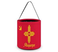 FJQWKLF Albuquerque in New Mexico U.S. Flag Halloween Trick Or Treat Bags Funny Candy Bucket Tote Bag with Handles Party Gift Bags 7.9×8.3×7.1