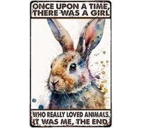 FJQWKLF Animals Decorations Outdoor Once Upon A Time There Was Girl Who Really Loved Animals Metal Sign Decor Tin Aluminum Wall Art Metal SignFor Bedroom Home Nursery Kitchen 12x16Inch(Tin-1