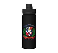 FJQWKLF Coat of arms of The Dominican Republic Water Bottle 18OZ Stainless Steel Insulated Water Bottles with Spout Lid Sports Water Bottle for Travel Camping Hiking Biking Water Jug