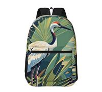 FJQWKLF Crane Bird Wild Plants Travel Backpack for Men & Women 17 inch Laptop Backpack Waterproof Work Back Pack