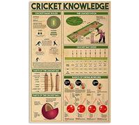 FJQWKLF Cricket Knowledge Posters Metal Signs Cricket Basic Rules Vintage Plaques Athletes Room Decor Club Garage Wall Decor 12x16 Inches