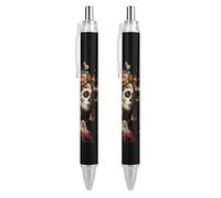 FJQWKLF Day of The Dead Skull Woman Monarch Butterfly Ballpoint Pen Retractable Ball Pen Work Pen Rolling Ball Pens for Office School Supplies 2PC